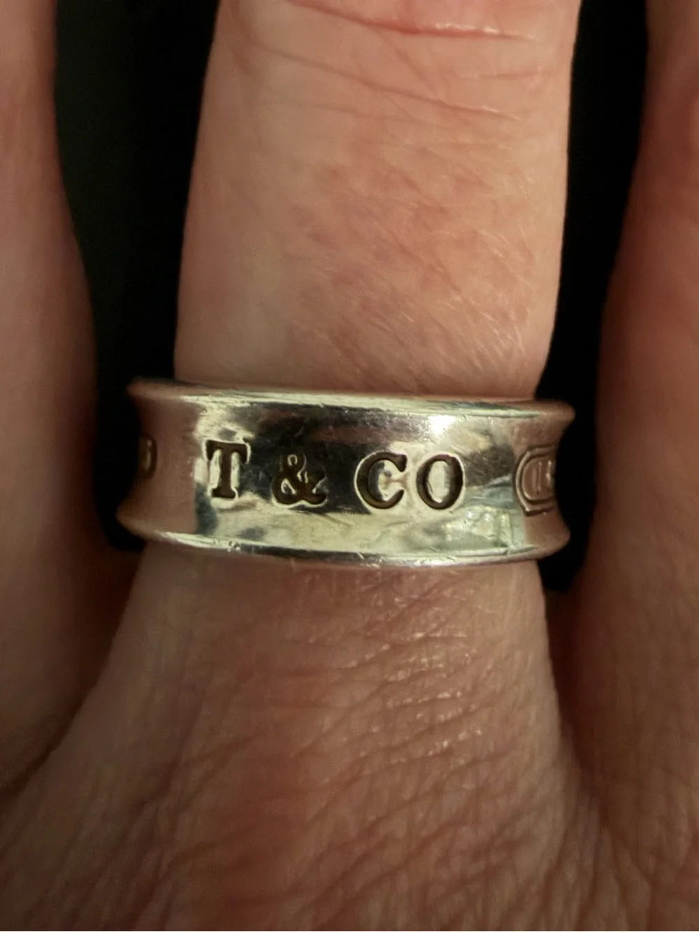 Tiffany 1837 Silver Wide Band Ring Sterling Size 5.75 Authentic